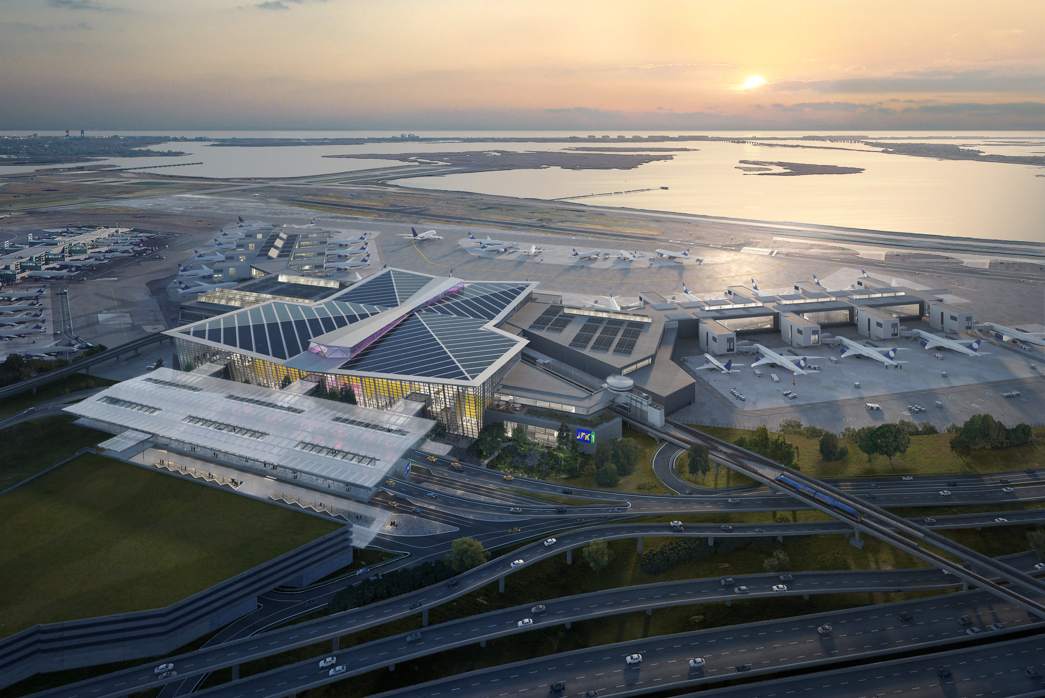 Artists rendering of JFK Airport Terminal One being built by Ferrovial.