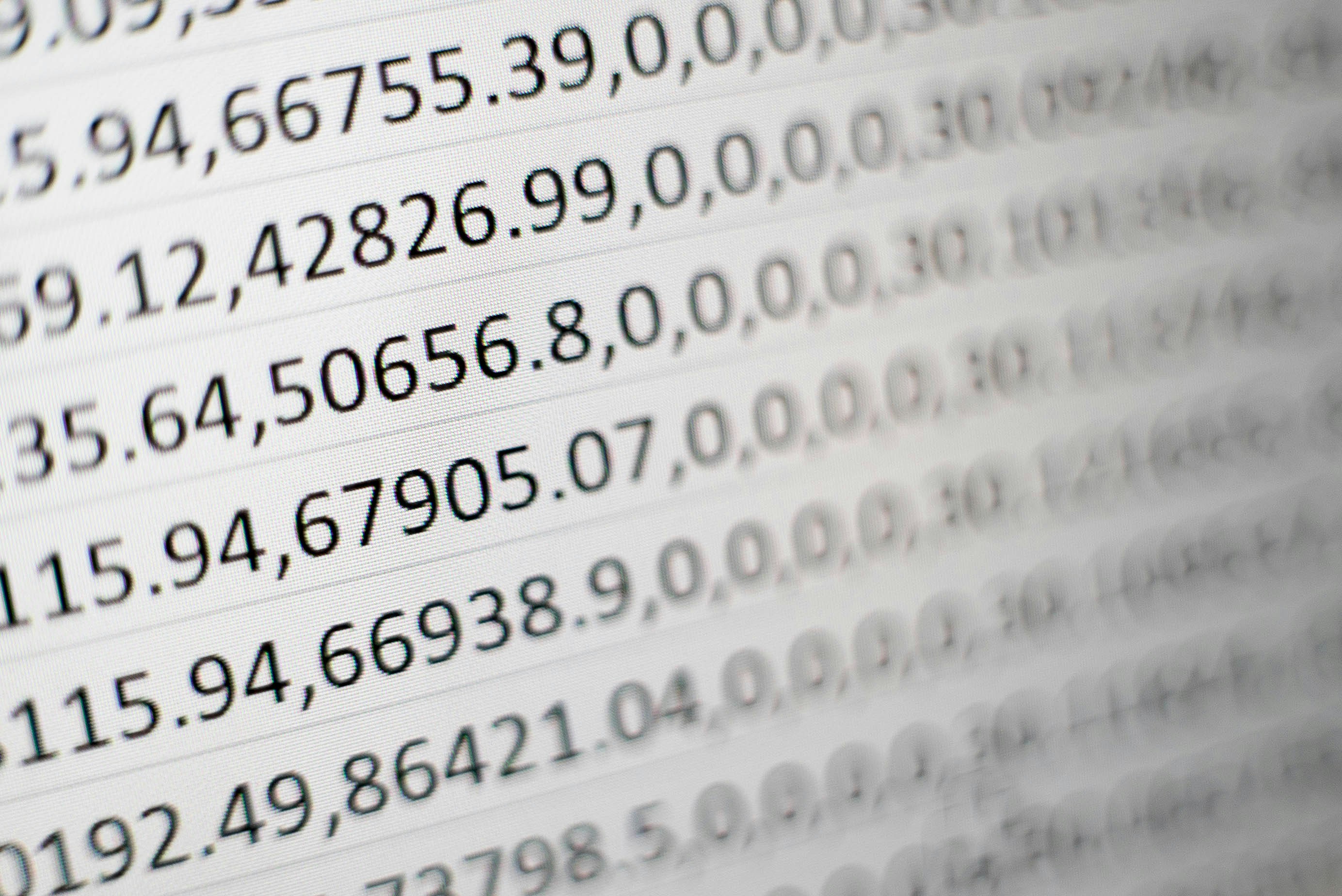 Picture of rows of numbers.