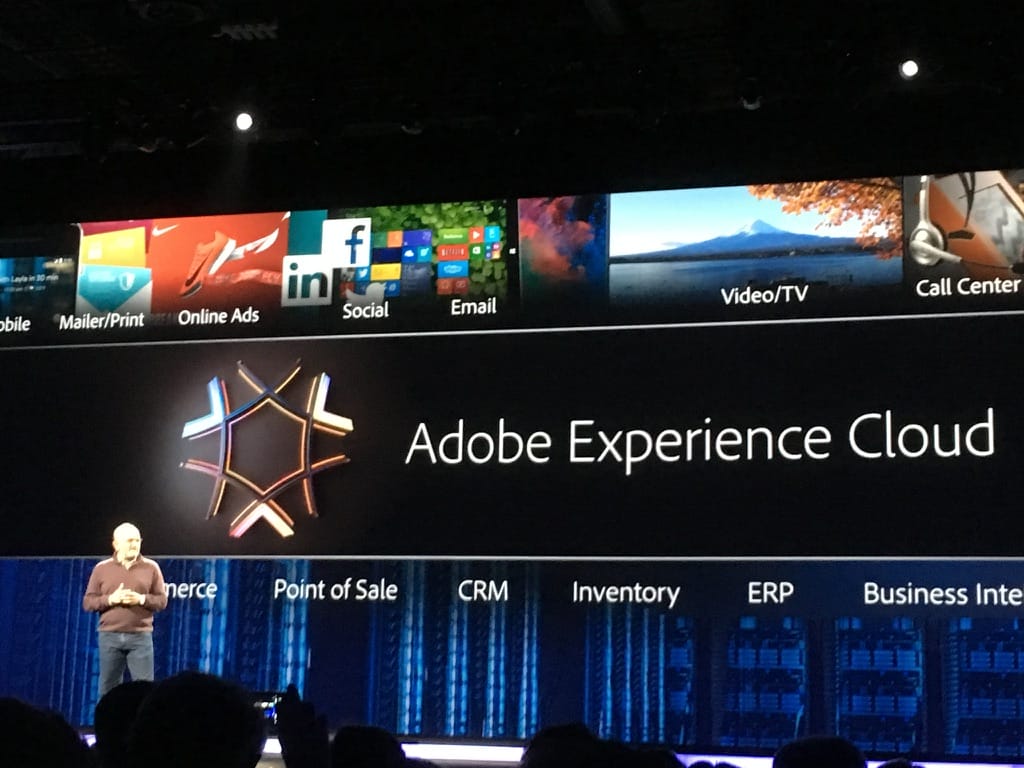 Adobe Experience Cloud presentation on stage.